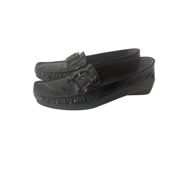Stuart Weitzman Patent Leather Black Buckle Loafer Women's Size 8.5M - Picture 4 of 8